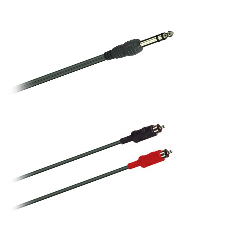 Y-Audio-kabel, Jack stereo 6,3mm -  2x Cinch / moulded - 1,5 m