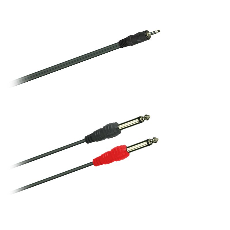 Y-Audio-Kabel, symetrický, Jack-konektor 3,5mm stereo- 2x Jack 6,3 mono - 1,5 m