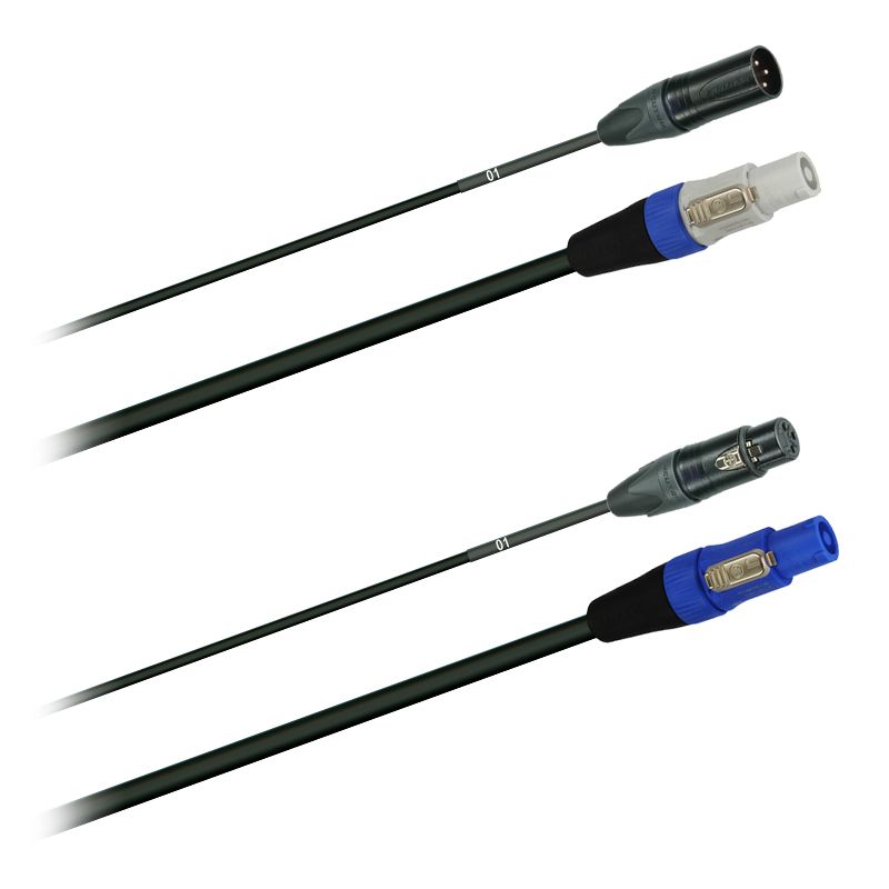Hybridní kabel - 1x DMX/Digital-Audio + síť 3x 1,5mm2, Délka: 3m  