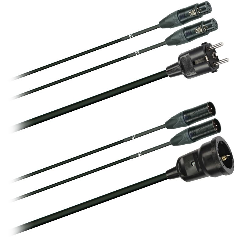 Hybridní kabel - 2x DMX/Digital-Audio + síť 3x 1,5mm2, Délka: 15m 