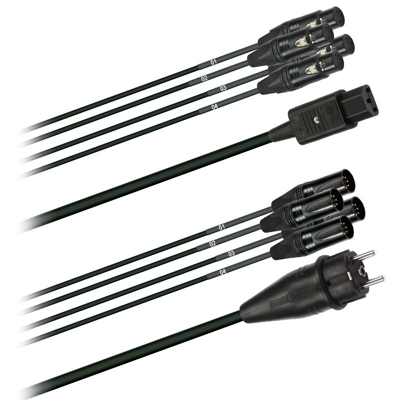 Hybridní kabel - 4x DMX/Digital-Audio + síť 3x 2,5mm2, Délka: 2m