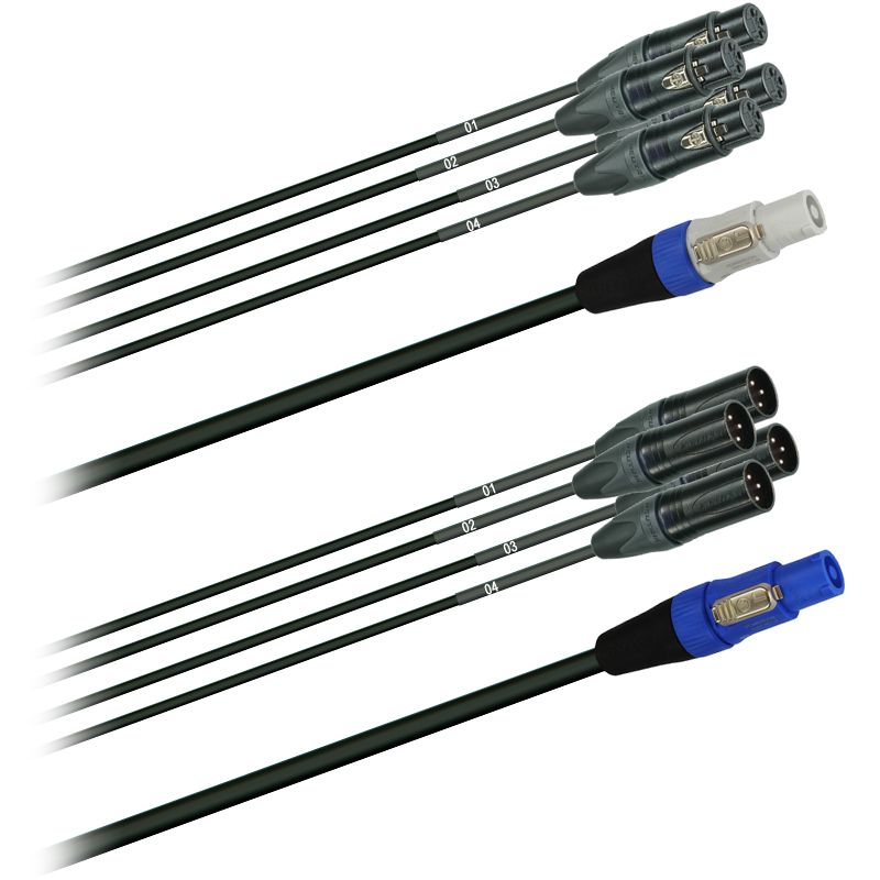 Hybridní kabel - 4x DMX/Digital-Audio + síť 3x 2,5mm2, Délka: 20m 