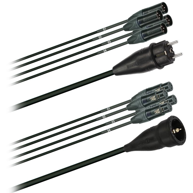 Hybridní kabel - 4x DMX/Digital-Audio + síť 3x 2,5mm2, Délka: 2m 