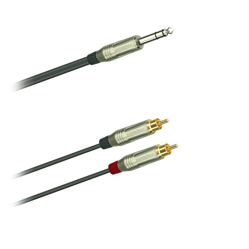Y-Audio-kabel, Jack stereo Amphenol ACPS-GN-AU - 2x Cinch Amphenol ACPR-SBK - 1,5 m