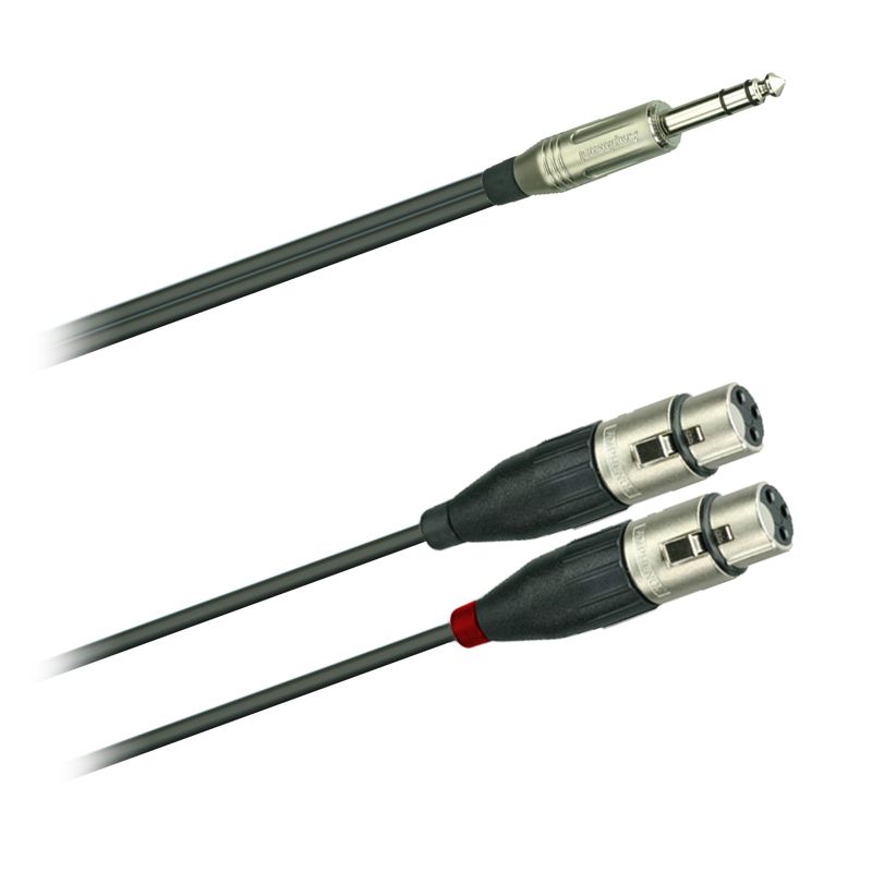 Y-Audio-kabel, Jack  6,3mm stereo  ACPS-GN - 2x XLR  Amphenol AC3F - 1,5 m