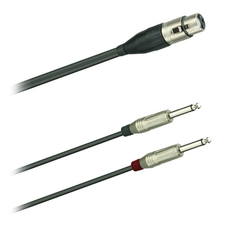 Y-Audio kabel sym. XLR AC3F - 2x jack 6,3 mono ACPM GN Amphenol   1,5m