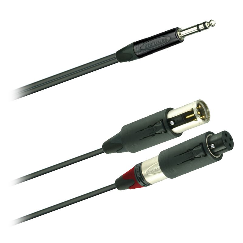 Y-Audio kabel sym. Jack 6,3 stereo-2x NC3M C  Neutrik unisex 1,5m