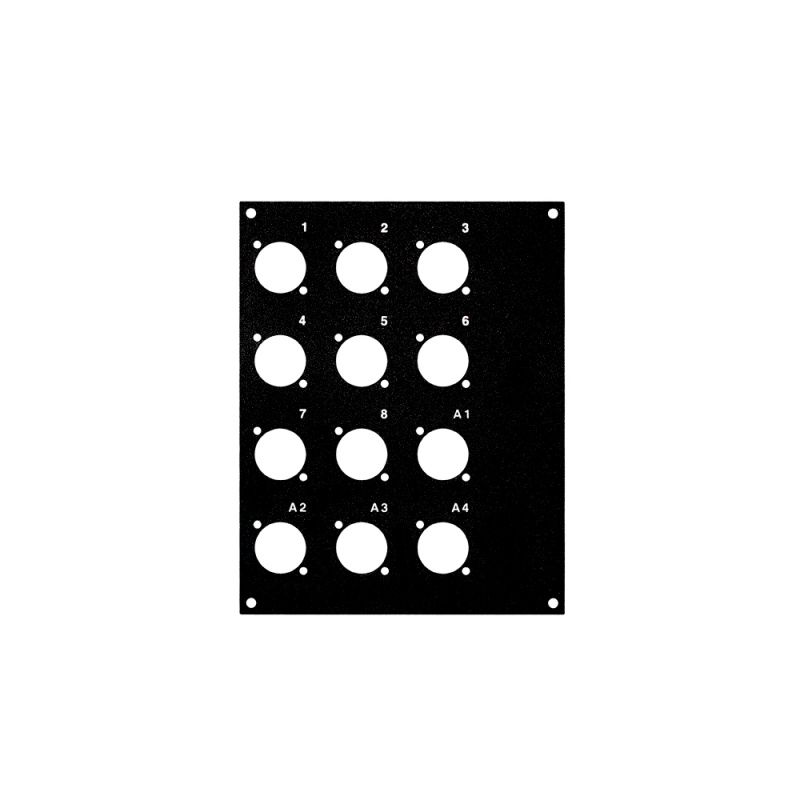 Čelní deska s  12 x XLR otvory, 12/0 popis (A/B-Typ) 4HEx2BE