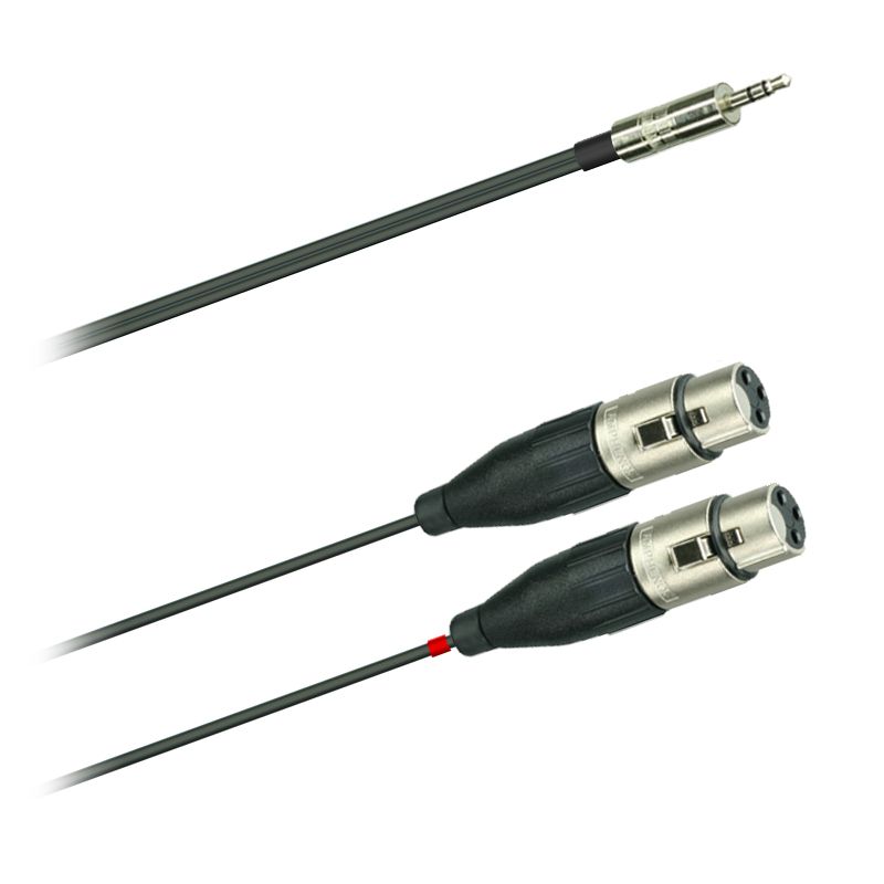 Y-Audio adaptér kabel Jack stereo 3,5mm - 2x XLR AC3F Amphenol (0,2m)