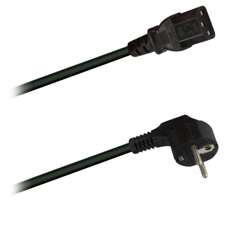 Přístrojový konektor - síťový kabel  -spojka IEC-C13, úhlová zástrčka