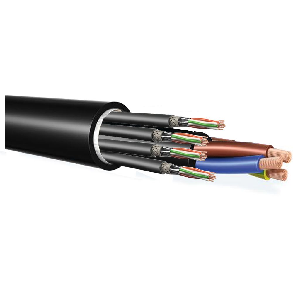  Hybridní kabel 4x Cat 5e + Síť 3x2,5mm2