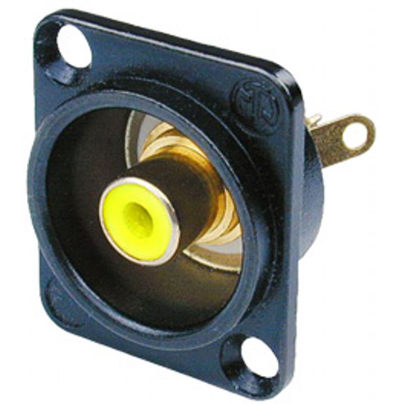 Cinch-Chassis-zásuvka / kov. Neutrik NF2D-B-4     černý/ žlutý 