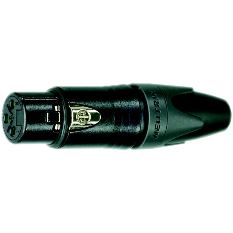 XLR-spojka / kov. Neutrik NC3FXX-B-D      černý      3-pól.     zlaté kontakty 