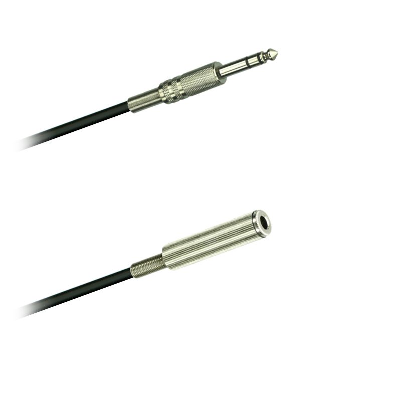 Audio-prodlužovací kabel, Jack-konektor 6,3mm  stereo - Jack spojka 6,3mm stereo - 5,0 m