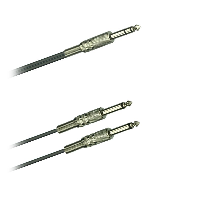 Y-Audio-kabel, Jack-konektor 6,3mm stereo - 2x Jack konektor 6,3mm mono - 3,0 m