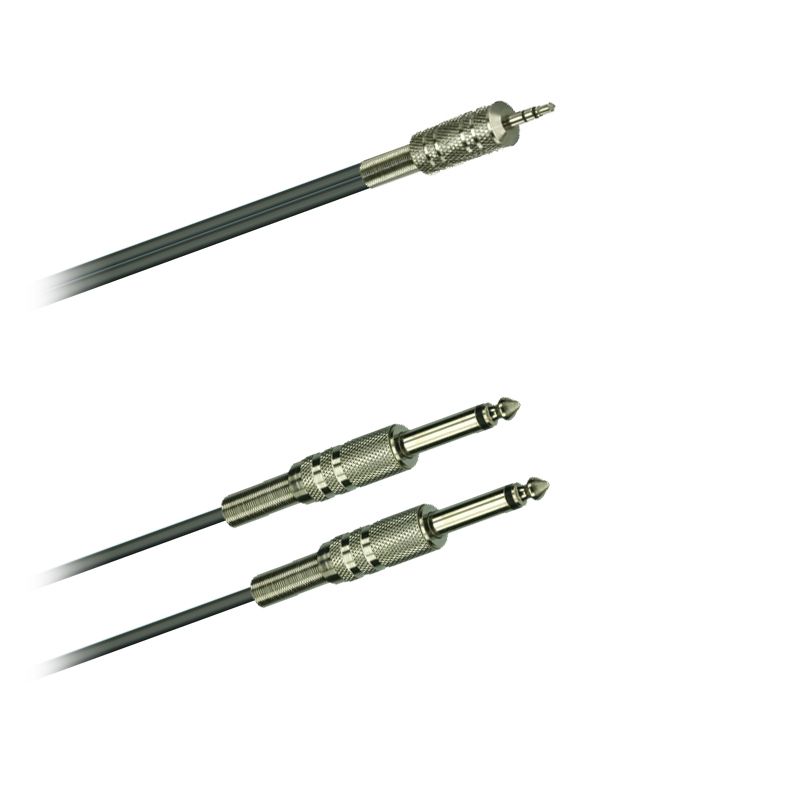 Y-Audio-Kabel, symetrický, Jack-konektor 3,5mm stereo- 2x Jack 6,3 mono - 5,0 m