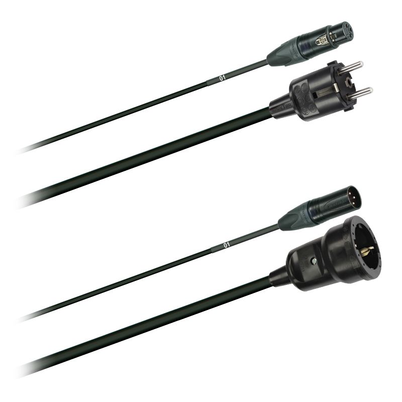 Hybridní kabel   1x DMX Digital-Audio + síť 3x 1,5mm2  Schuko (2,0 - 20m)