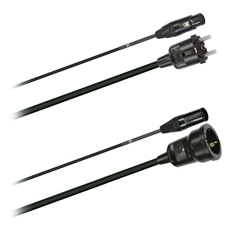 Hybridní kabel   1x DMX Digital-Audio + síť 3x 1,5mm2  Schuko 5 pól. XLR  (2,0 - 20m)