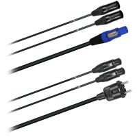 Hybridní kabel   2x DMX Digital-Audio + síť 3x 1,5mm2   PowerCON Schuko 5 pól. XLR (2,0 - 20m)