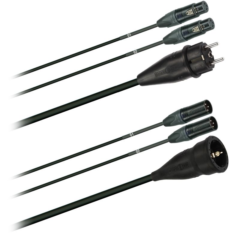 Hybridní kabel 2x DMX Digital-Audio + síť 3x 2,5mm2 Schuko (2,0 - 20m)