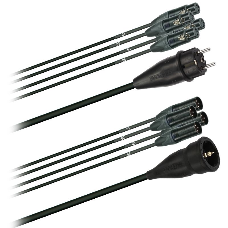 Hybridní kabel   4x DMX Digital-Audio + síť 3x 2,5mm2  Schuko (2,0 - 20m)