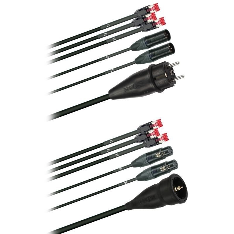 Hybridní kabel 3x Cat 5  + 2x DMX Digital-Audio + síť 3x 2,5mm2   (2,0 - 60m)