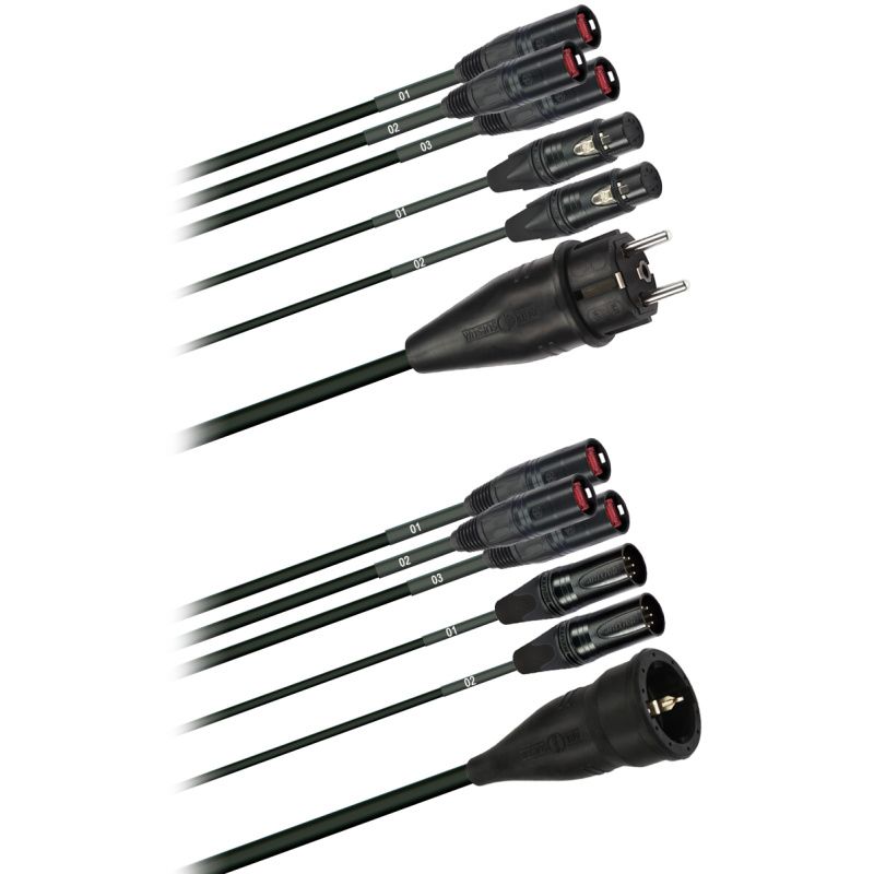 Hybridní kabel 3x Cat 5  + 2x DMX Digital-Audio + síť 3x 2,5mm2  etherCOn 5pól. XLR schuko  (2,0 - 60m)