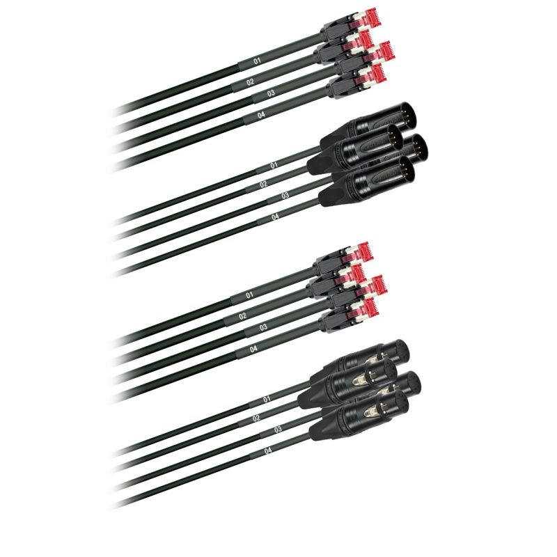 Hybridní kabel 4x Cat 5  + 4x DMX Digital-Audio  5pól. XLR  (2,0 - 60m)