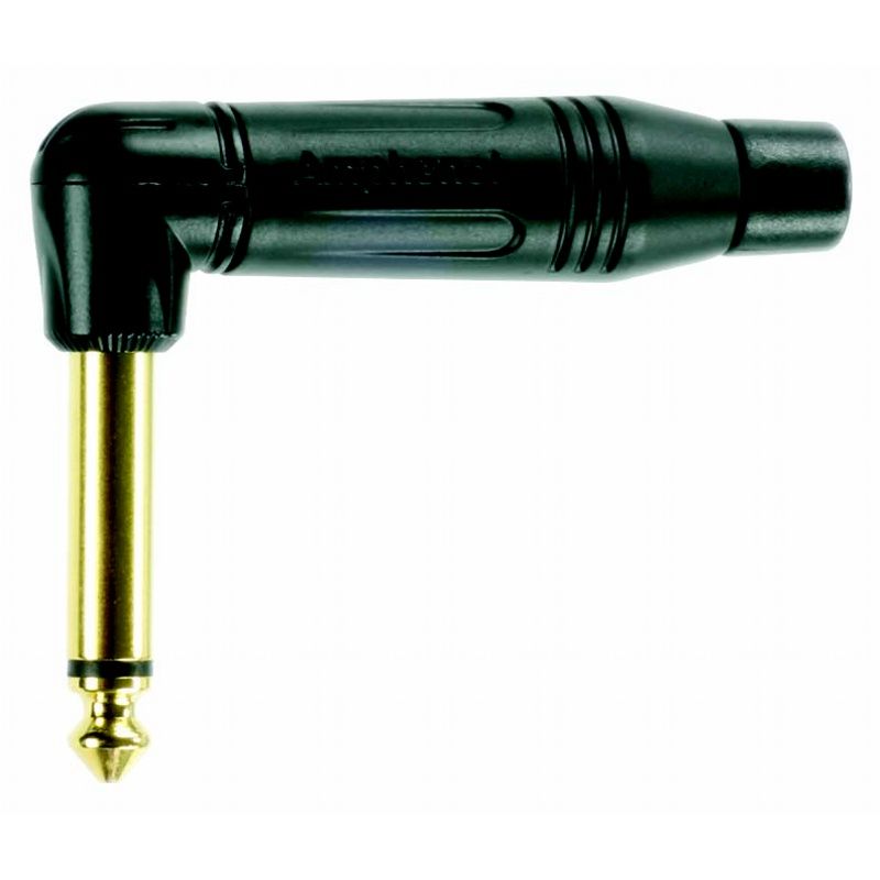Úhlový-Jack-konektor 6,3mm / mono Amphenol ACPM-RB-AU   černo - zlatý 