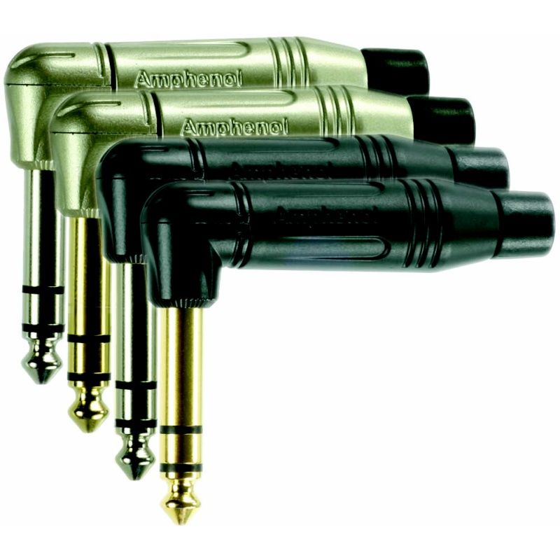 Úhlový-Jack-konektor 6,3mm / stereo Amphenol  ACPS-RB-AU  černo-zlatý