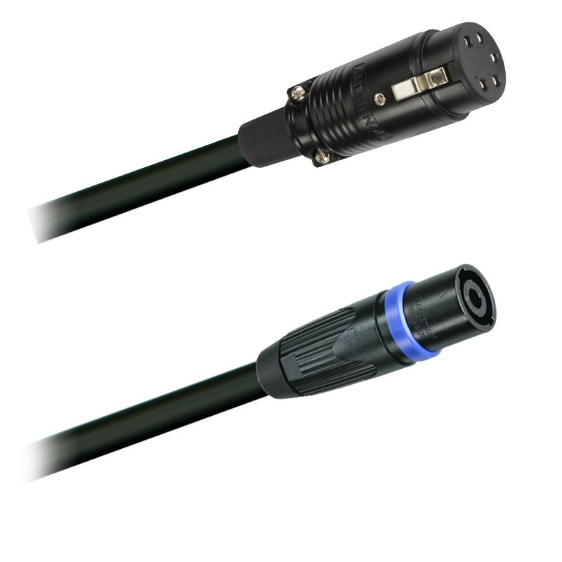 Reproduktorový gumový kabel 4x2,5 mm2   EP-5-11PB Amphenol - Speakon NLT4MX-BAG Neutrik   délka 1,5m