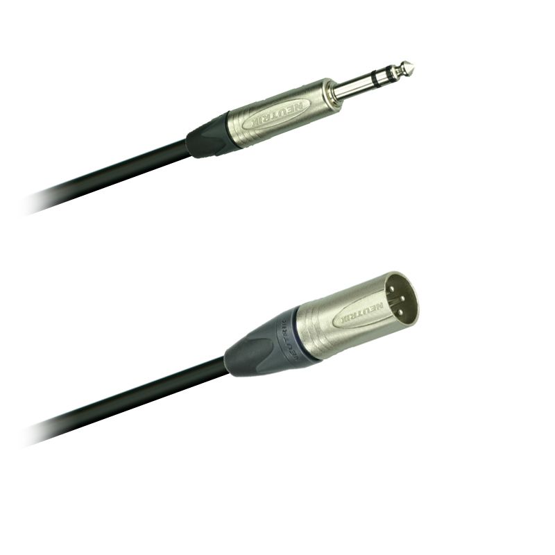 Audio-kabel  sym., Jack stereo Neutrik NP3X - XLR-konektor Neutrik NC3MXX (0,5 - 20m)