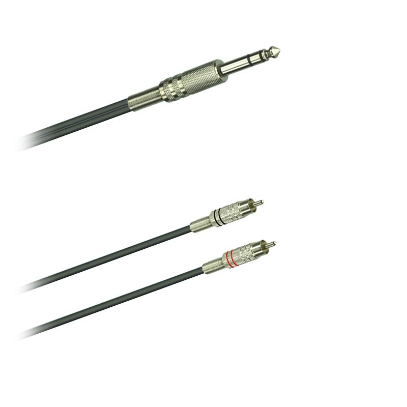 Y-Audio kabel sym. Jack stereo 6,3mm-2x Cinch (1,0 - 10m)