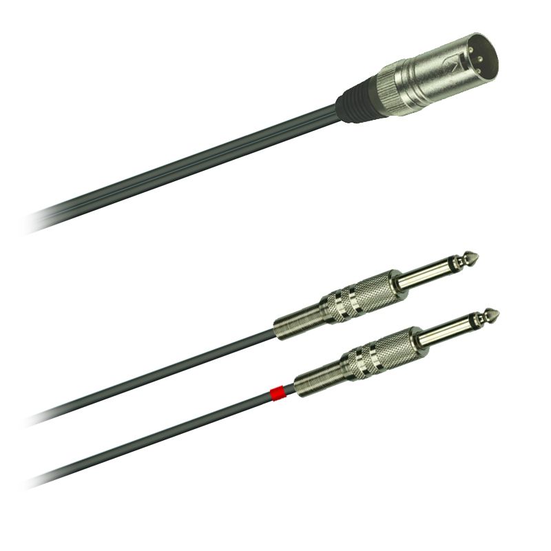 Y-Audio kabel sym. XLR M-2x jack 6,3 mono 3,0m