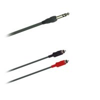 Y-Audio kabel sym. Jack stereo 6,3mm-2x Cinch moulded (1,0 m - 6m)