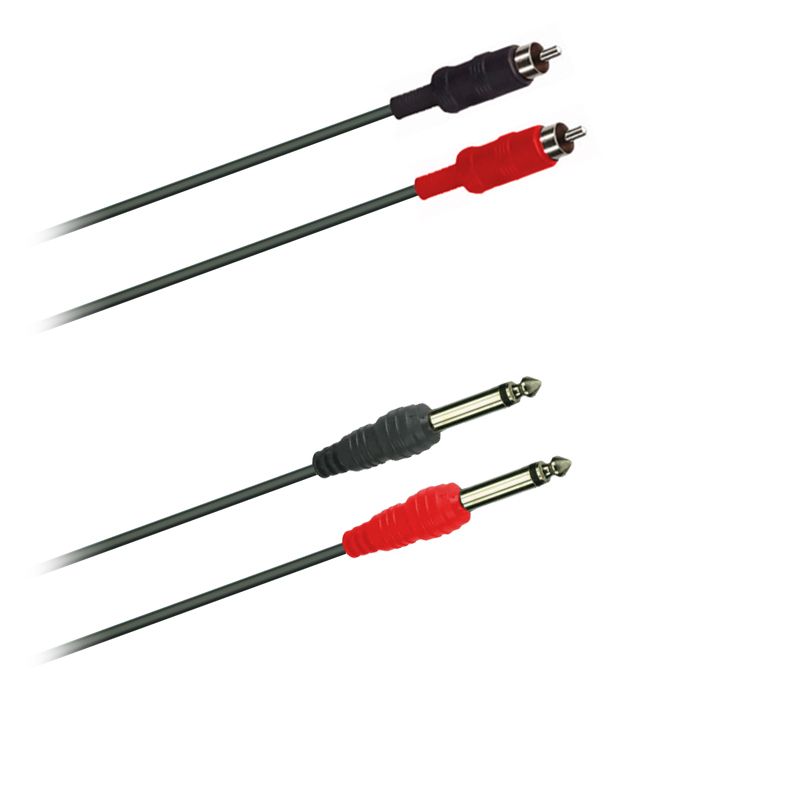 Audio-kabel, symetrický, 2x Cinch-konektor / moulded - 2x Jack 6,3mm / moulded - 1,5 m