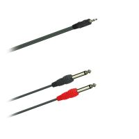Y-Audio kabel sym. Strojový Jack konektor 3,5mm stereo-2x Jack 6,3 mono (1,0 - 6m)