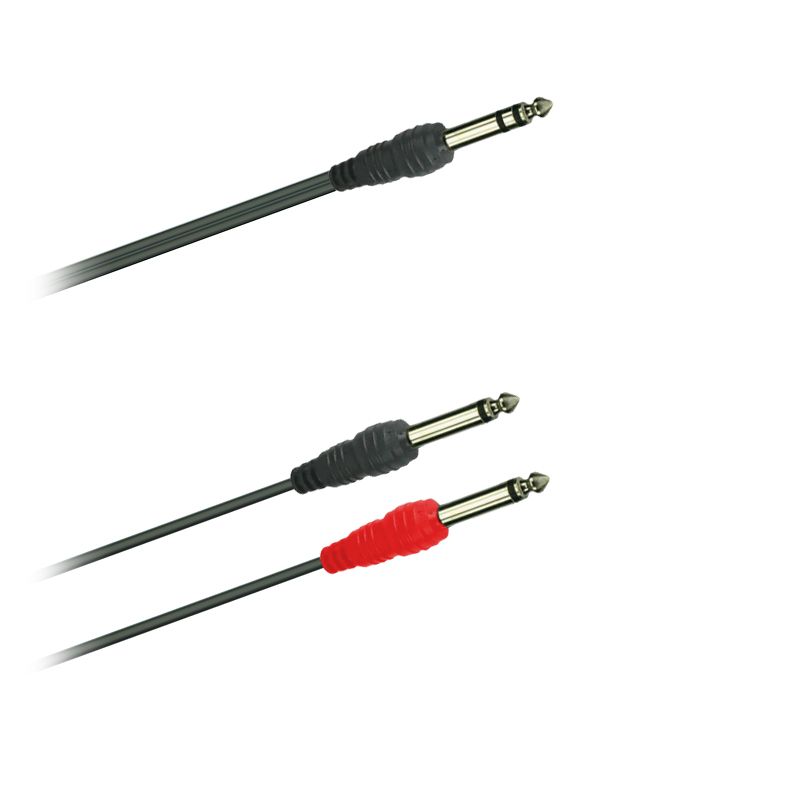 Y-Audio-kabel, Jack-konektor 6,3mm stereo - 2x Jack konektor 6,3mm mono - 3,0 m