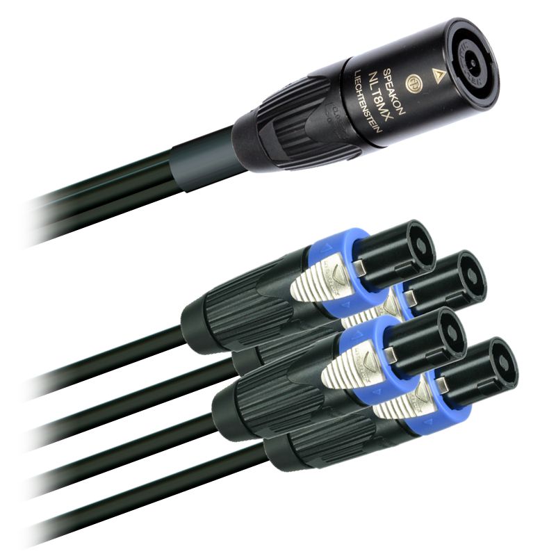 Reproduktorový kabel 4x 2x2,5 mm2  Speakon NLT8MX-BAG - 4x Speakon NLT4FX-BAG  (1,0m - 3m)