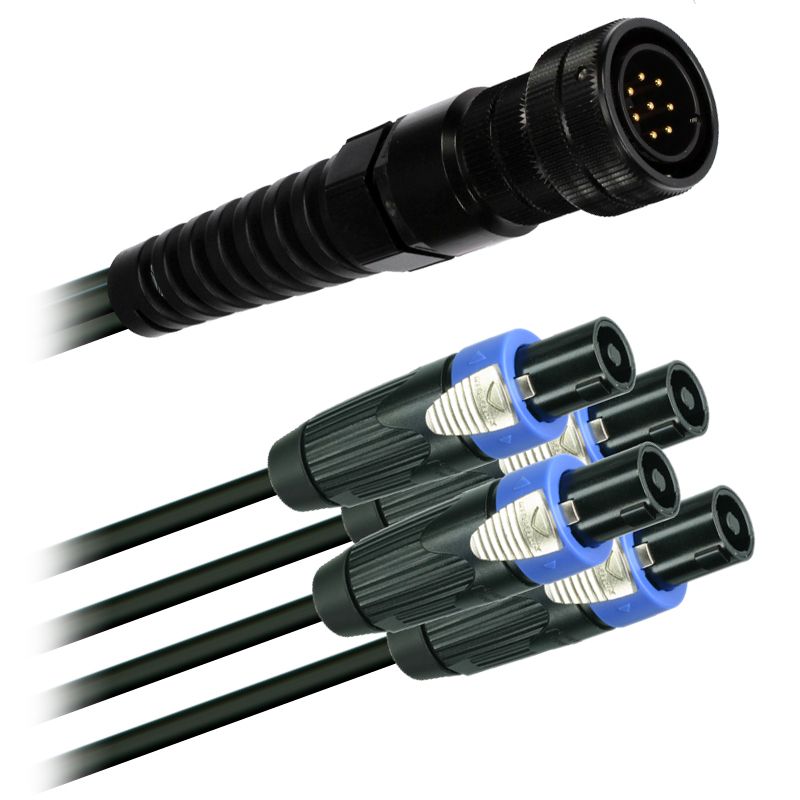 Reproduktorový kabel 4x 2x2,5 mm2  konektor LK-8-MMRS - 4x Speakon NLT4FX-BAG  (1,0m - 3m)