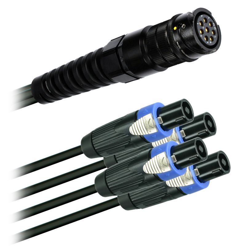 Reproduktorový kabel 4x 2x2,5 mm2  spojka LK-8-FORS - 4x Speakon NLT4FX-BAG  (1,0m - 3m)