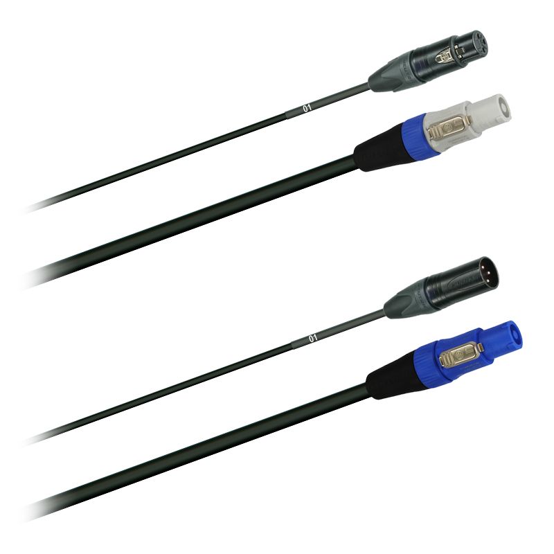 Hybridní kabel - 1x DMX/Digital-Audio + síť 3x 1,5mm2, Délka: 15m 
