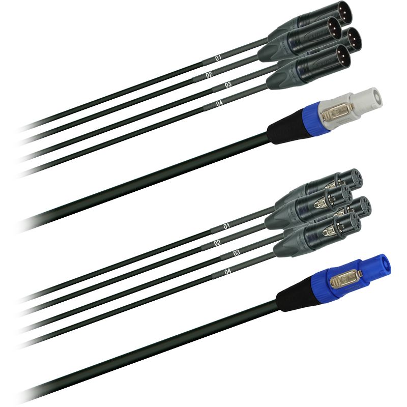 Hybridní kabel - 4x DMX/Digital-Audio + síť 3x 2,5mm2, Délka: 15m  