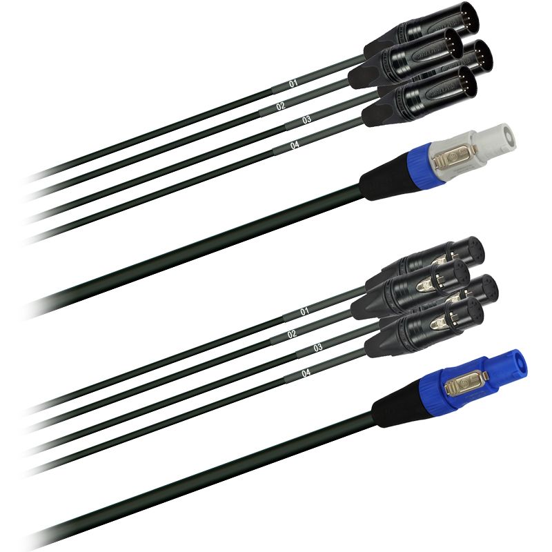 Hybridní kabel   4x DMX Digital-Audio + síť 3x 2,5mm2   PowerCON 5 pól.XLR  (2,0 - 20m)