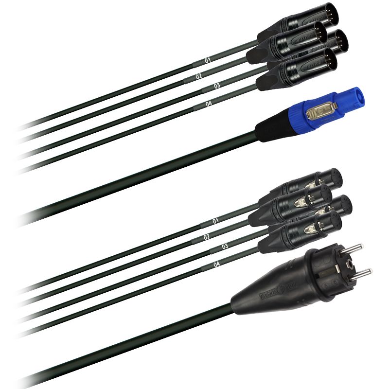 Hybridní kabel - 4x DMX/Digital-Audio + síť 3x 2,5mm2, Délka: 20m