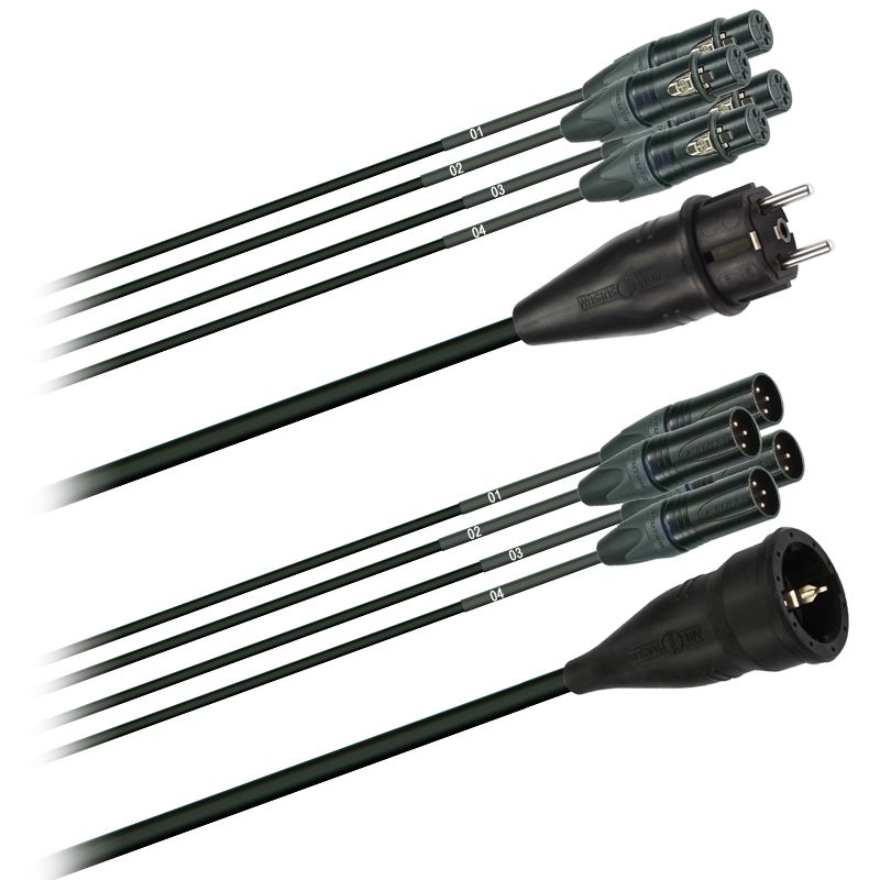 Hybridní kabel - 4x DMX/Digital-Audio + síť 3x 2,5mm2, Délka: 3m 