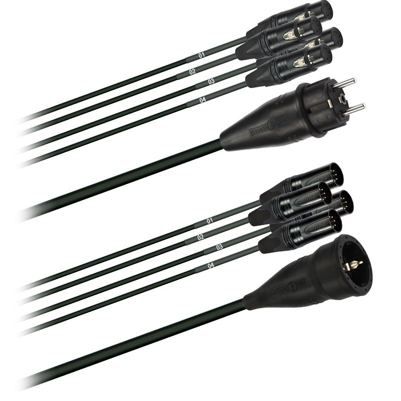 Hybridní kabel   4x DMX Digital-Audio + síť 3x 2,5mm2 Schuko 5 pól. XLR  (2,0 - 20m)
