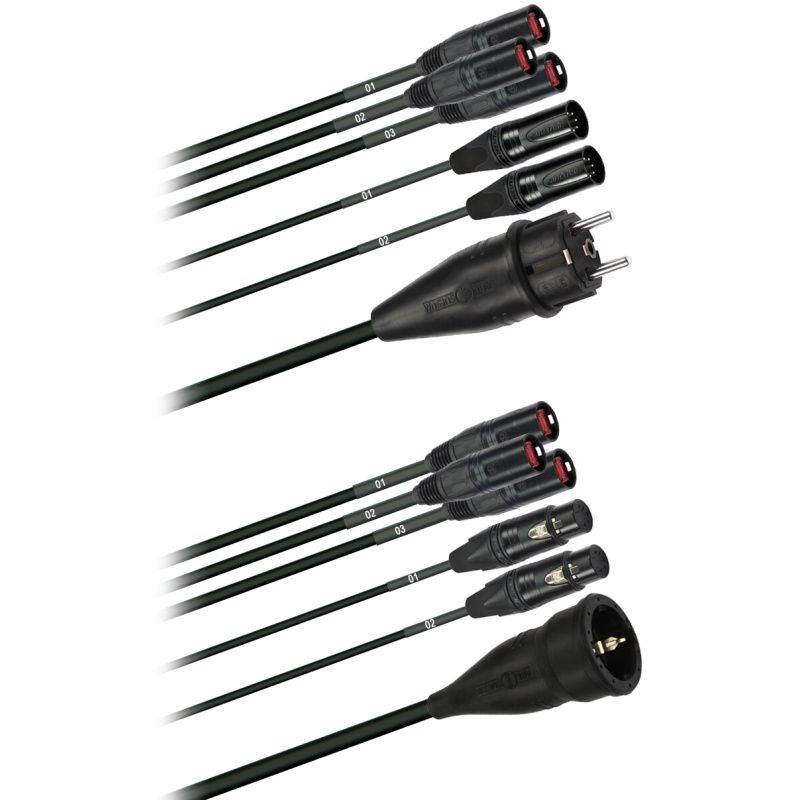 Hybridní kabel 3x Cat 5  + 2x DMX Digital-Audio + síť 3x 2,5mm2  etherCOn 5pól. XLR schuko  (2,0 - 60m)