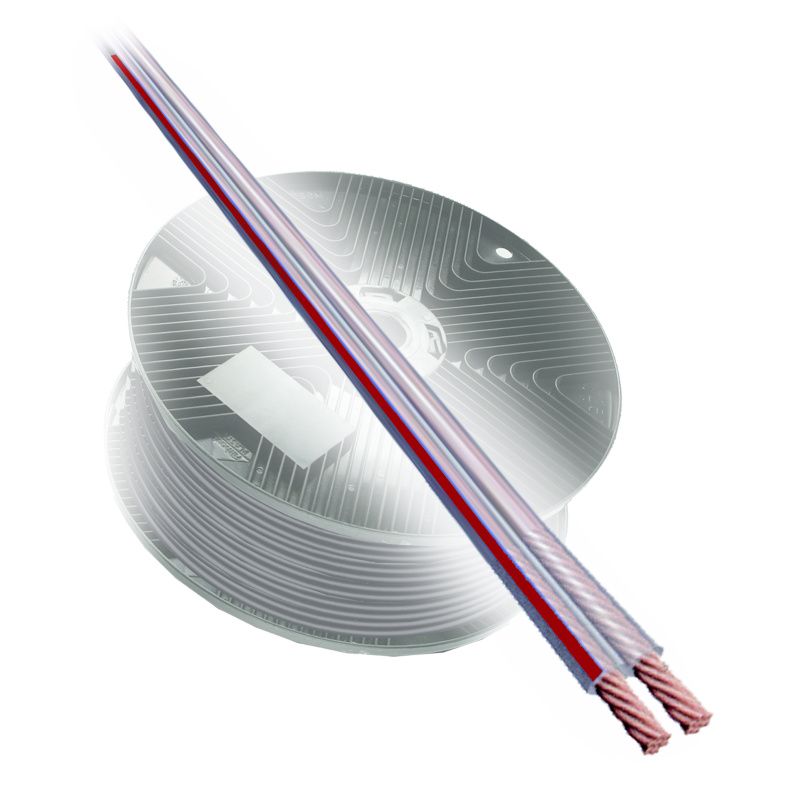 Reproduktorový kabel  plochý 2x 4,0mm2. Cívka 100m.