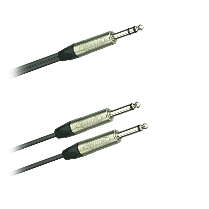 Y-Audio-kabel, Jack stereo Neutrik NP3C - 2x Jack mono Neutrik NP2X - 3,0 m